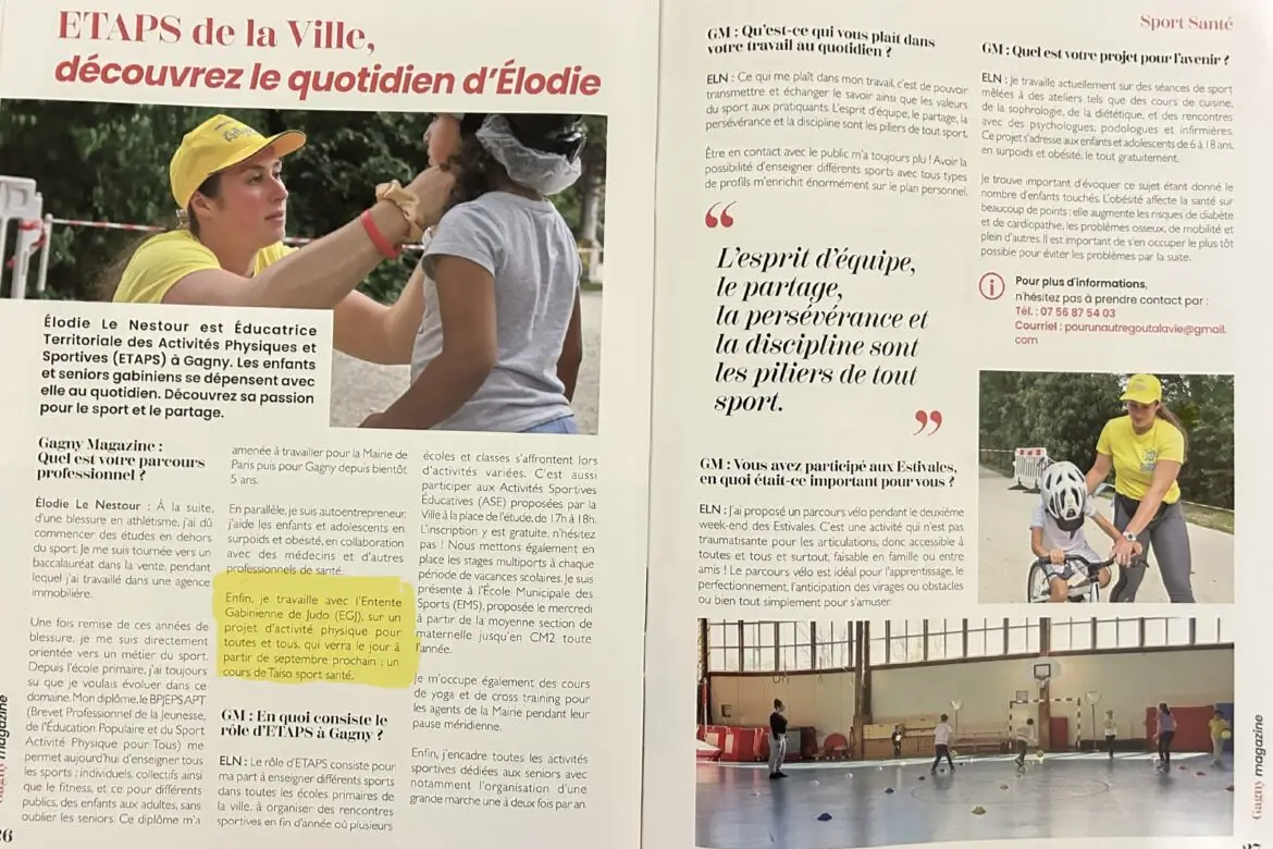 Ouverture cours Taïso (Sport-Santé) - Article Gagny Mag spécial